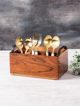 Nestroots - Inseparables Teak Wood Spoon Stand - Black
