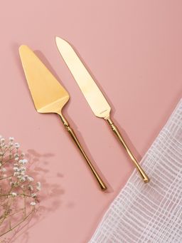 Nestroots - Sculpted Elegance: Set Of 2 Cake Servers with Curvy Handles