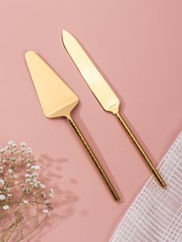 Nestroots - Round Elegance: Set Of 2 Cake Servers with Hammered Handles