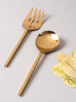 Nestroots - Classy Serving Spoon Gold - Set Of 2