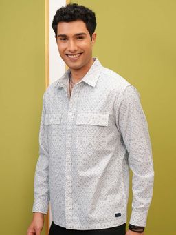 LOCOMOTIVE - Men Grey Printed Front Pocket Oversized Overshirt