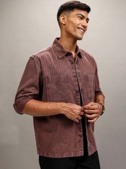 LOCOMOTIVE - Men Brown Front Pocket Oversized Overshirt