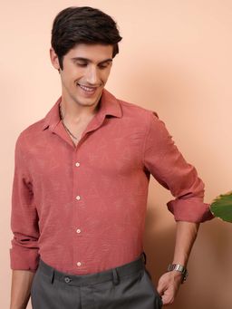 LOCOMOTIVE - Men Coral Textured Party Shirt