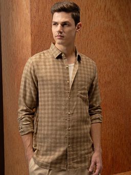 LOCOMOTIVE - Men Brown Check Shirt
