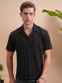 LOCOMOTIVE - Black Textured Relaxed Fit Shirt