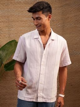 LOCOMOTIVE - Men Pink Cuban Collar Relaxed Fit Shirt