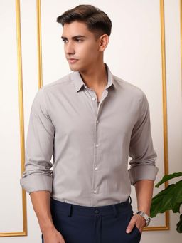 LOCOMOTIVE - Men Grey Solid Party Shirt