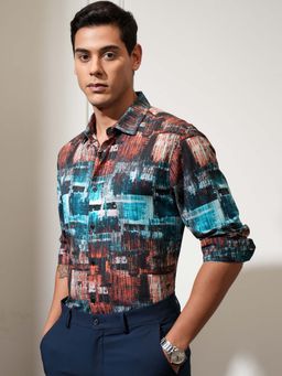 LOCOMOTIVE - Men Multi-Color Slim Fit Abstract Printed Casual Shirt