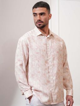 LOCOMOTIVE - Luxe Men Peach Printed Relaxed Fit Shirt