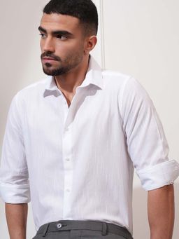LOCOMOTIVE - Luxe Men White Dobby Textured Shirt