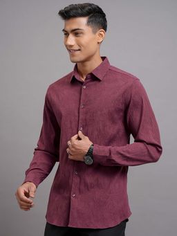 LOCOMOTIVE - Men Purple Jacquard Textured Shirt