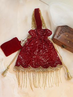 Soho Boho Studio - Rose Amor Red Potli Bag