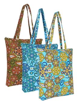 Anekaant - Eco-Friendly Multi-Color Floral Printed Cotton Canvas Shopping Bags