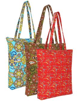 Anekaant - Eco-Friendly Multi-Color Floral Printed Cotton Canvas Shopping Bags