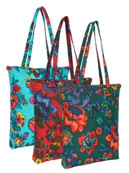 Anekaant - Eco-Friendly Multi-Color Floral Printed Cotton Canvas Shopping Bags