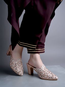 Shoetopia - Pink Embellished Party Block Pumps