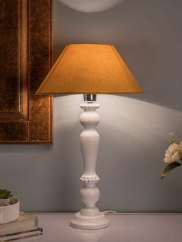 Homesake - Polka White Wood Table Lamp Golden Shade