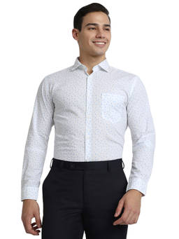 Park Avenue - Men Slim Fit Printed White Shirt