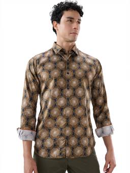 Park Avenue - Men Slim Printed Navy Blue Shirt