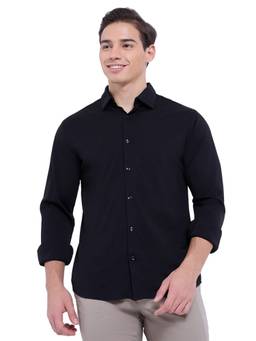 Park Avenue - Men Slim Fit Solid Black Shirt