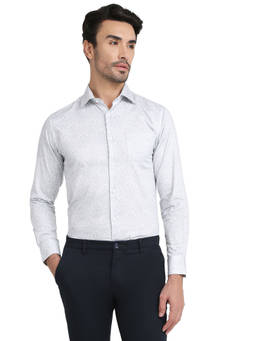Park Avenue - Men Regular Fit Paisley Printed Light Grey Shirt