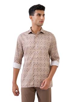 Park Avenue - Men Regular Fit Printed Medium Brown Shirt