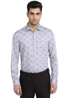 Park Avenue - Men Slim Fit Printed Medium Purple Shirt
