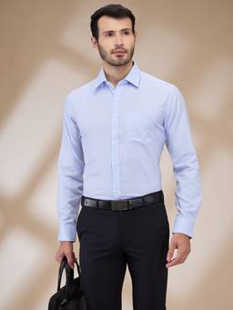 Park Avenue - Men Regular Fit Self Design Light Blue Shirt