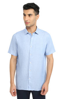 Park Avenue - Men Regular Fit Solid Medium Blue Shirt