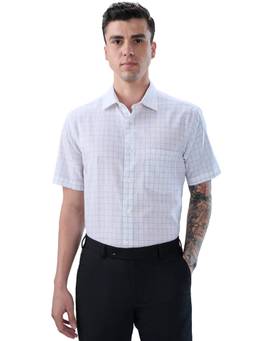 Park Avenue - Men Regular Checks White Shirt