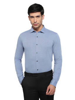 Park Avenue - Men Slim Printed Medium Blue Shirt
