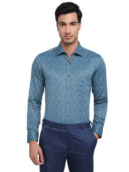 Park Avenue - Men Slim Fit Printed Dark Blue Shirt