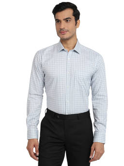 Park Avenue - Men Slim Fit Checked White Shirt