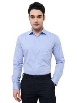 Park Avenue - Men Slim Fit Solid Medium Blue Shirt