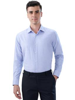 Park Avenue - Men Slim Fit Printed Medium Blue Shirt