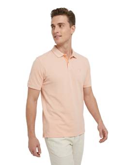 Raymond - Men Slim Fit Solid Light Peach Polo T-Shirt