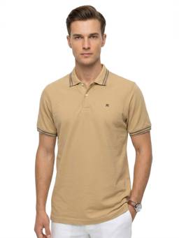 Raymond - Men Slim Fit Solid Brown Polo T-Shirt