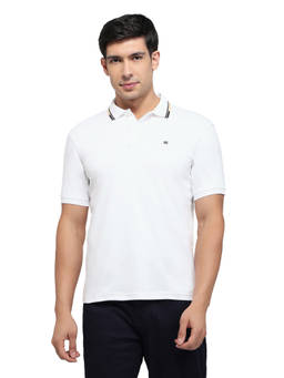Raymond - Men Slim Fit Solid White Polo T-Shirt