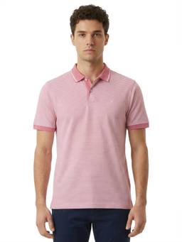 Raymond - Men Slim Fit Striped Medium Pink Polo T-Shirt