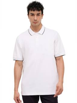 Raymond - Men White Regular Fit Solid Polo T-Shirt
