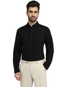 Raymond - Men Slim Fit Solid Black Shirt