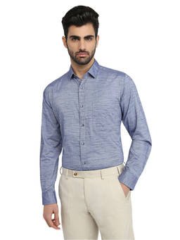Raymond - Men Slim Solid Medium Blue Shirt