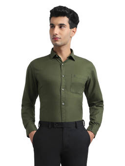 Raymond - Men Slim Solid Dark Green Shirt