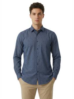 Raymond - Men Dark Blue Slim Fit Printed Shirt