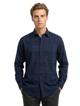 Raymond - Men Slim Fit Checks Dark Blue Shirt