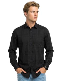 Raymond - Men Slim Fit Checks Black Shirt