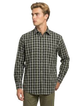 Raymond - Men Slim Fit Checkered Dark Green Shirt
