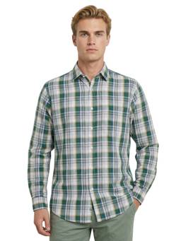 Raymond - Men Slim Fit Checkered Dark Green Shirt