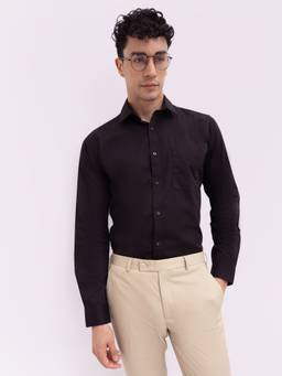 Raymond - Men Slim Fit Solid Black Shirt