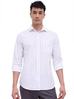 Raymond - Men Slim Fit Checkered White Shirt